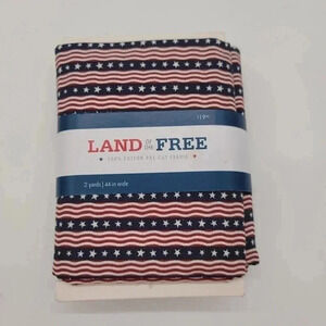 New Land of the Free 100% Cotton Pre-Cut Fabric Blue Red Stars Patriotic USA 2YD